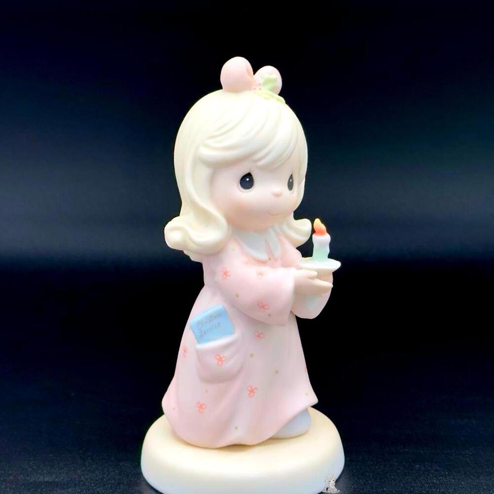 Adorable Precious Moments Girl Figurine Holding a Candle